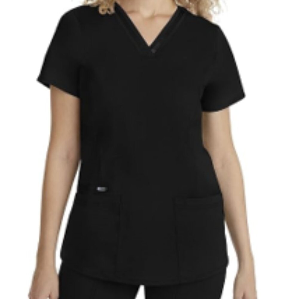 Healing Hands Scrub Top for Women with 3 Pockets, Black Size L